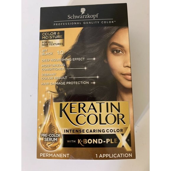 New Schwarzkopf Keratin Color Anti-Age‎ Hair Color Permanent #1.0 Jet Black - Picture 3 of 7